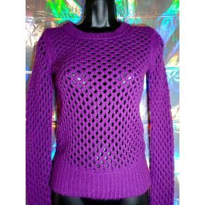 VIBRANT PURPLE ARIZONA JEANS SEE THROUGH KNIT SWEATER SIZE XS